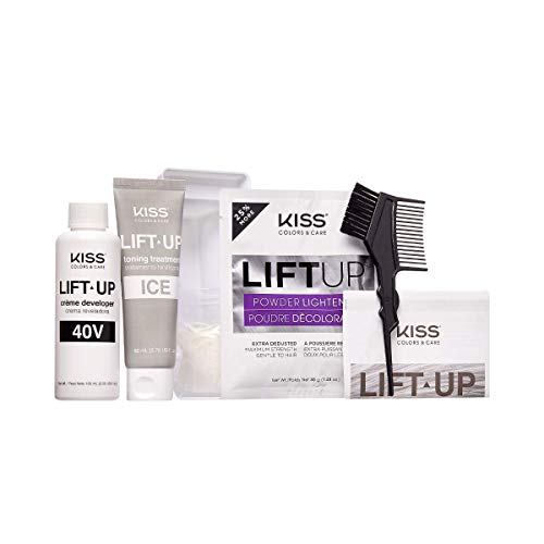 Kiss Lift Up Complete Hair Bleach & Icy Silver Toner Kit, Gentle Conditioning Formula That Reduces Brassiness, Complete 6-Pc Diy Bleach Kit, Ice #TOP4