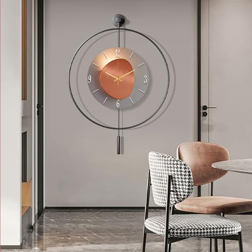 Grande horloge murale decorative 50x70cm avec pendule et mouvement quartz silencieux pour salon