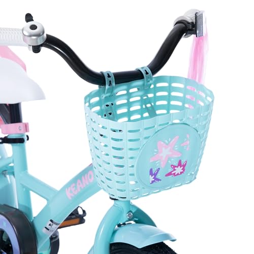 Image of KEANO Zinnia 14 16 20 Inch Kids Bike for Girls Ages 3-10 Years, Girls' Bikes with Training Wheels, Streamers, Basket and Doll Seat, Children Bicycles