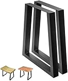 uyoyous EIN Paar (2 Stück) Tischbeine Metall | Tischkufen Tischgestell Schwarz | Beine Esstisch Metall | DIY Metall Beine Tisch | Esstisch Schreibtisch Beine (45x65x71cm - Trapez)