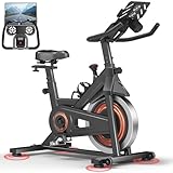 CURSOR FITNESS(カーソルフィットネス) エクササイズバイク 自宅用 ステーショナリーバイク 耐荷重300ポンド 静音ベルトドライブ付きワークアウトバイク 屋内サイクリングバイク 快適なシート/タブレット&ボトルホルダー付き