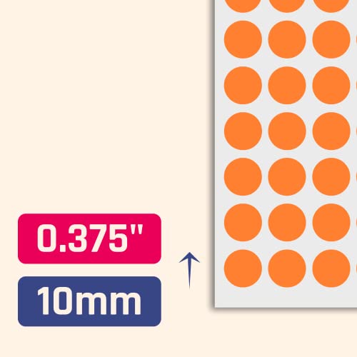 Image of 3000 Pack, 0.375 inch Round Color Coding Circle Dot Sticker Labels - Orange