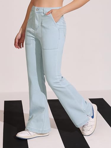 Image of Dolce Crudo Boot Cut High Rise Cropped Jeans for Women