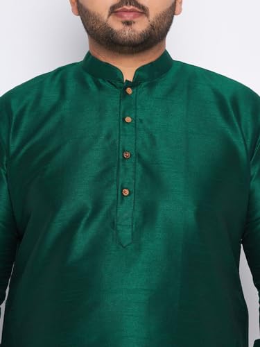 Image of Vastramay Plus Men's White Silk Blend Kurta Pyjama Set VPLUSMKWH001nPBL 44 | Independence Day