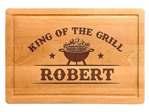 Product Image of the Personalized Cutting Boards, Custom King of the Grill Cutting Board for Men, Dad, Grandpa, Son, Unique Barbeque Grilling Gift Idea for Christmas, Birthday, Anniversary, BBQ Masters Grill Board