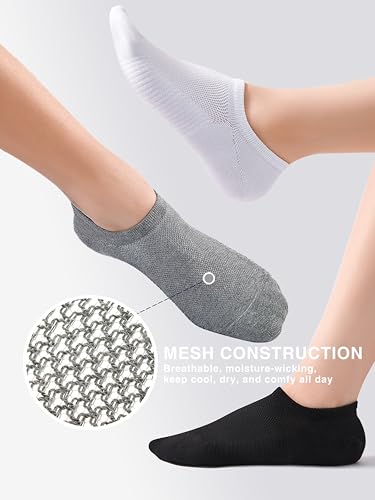 No Show Socks for Women & Men, Non-Slip Low Cut, Moisture-Wicking, Invisible Athletic Cotton Socks 6 Pairs4