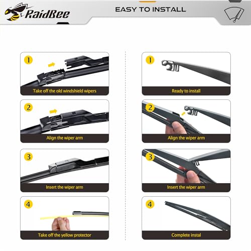 Image of Raidbee Windshield Wiper Blades Replacement for Mazda CX-5 2017-2024 CX-9 2016-2025 All-Season OEM Quality 3 Pack 24 inch+18 inch+14 inch