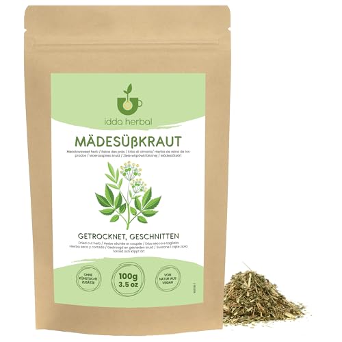 IDDA Herbal Mädesüß Tee 100g, Mädesüss Tee getrocknet und geschnitten für Kräutertee, Mädesüßtee IDDA Herbal Mädesüß Tee 100g, Mädesüss Tee getrocknet und geschnitten für Kräutertee, Mädesüßtee