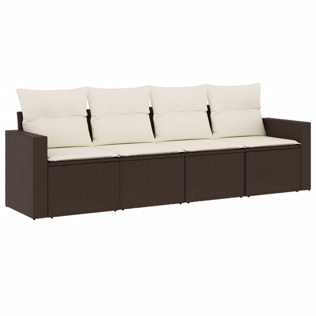 vidaXL Set Divano da Giardino 4 pz con Cuscini Marrone in Polyrattan