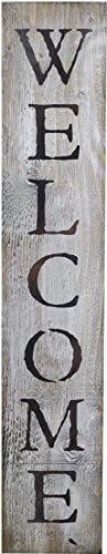 WELCOME RUSTIC BARN WOOD PALLET SIGN - WELCOME. 40 x 7.5" Handcrafted antique white wall decor with black quote that will look beautiful in your family home walls, entryway or as a housewarming gift