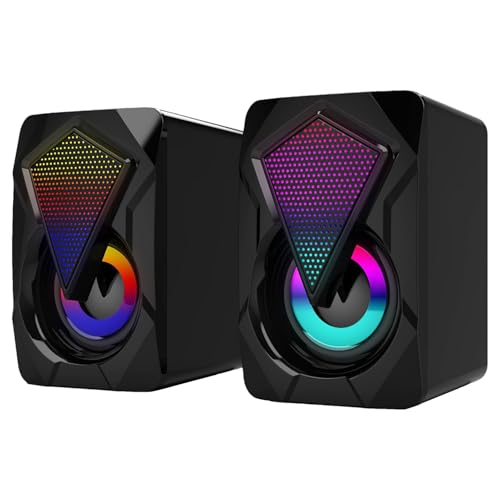 Generico Altoparlante per PC Desktop, altoparlante per computer | PC VerbessDesktop-Subwoofer con illuminazione RGB | 2 pezzi, suono chiaro, alimentazione tramite USB, plug & play per il