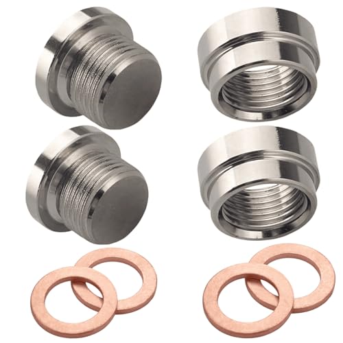 O2 Oxygen Sensor Bung and Plug with Copper Gasket 304 Stainless Steel (2Pack 1.5)