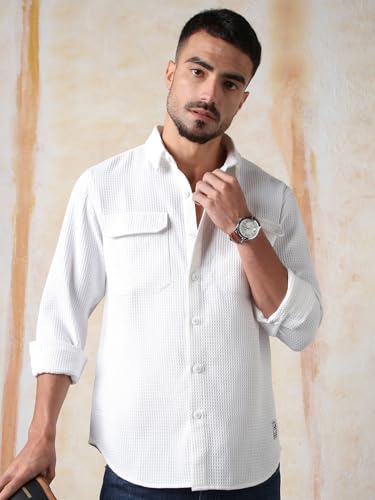 Image of High Star Men's Full Sleeve Double Pocket Shirt | Stylish Casual Shirt for Men | Trendy & Comfortable
