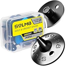 SOLM8 Metal Spikes for Golf and Cricket Shoe Spikes Replacement - 1/4 Inch 6mm Screw Type Metal Threading Spanner Included