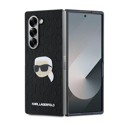 CG Mobile Karl Lagerfeld KLHCZFD6PGKSKIHK Coque pour Z Fold6 F956 Noir Saffiano Monogramme TĂŞte Pin
