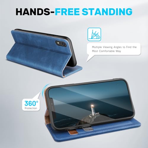 Etui flip cuir pour iPhone XR protection antichoc 360 compatible Apple XR