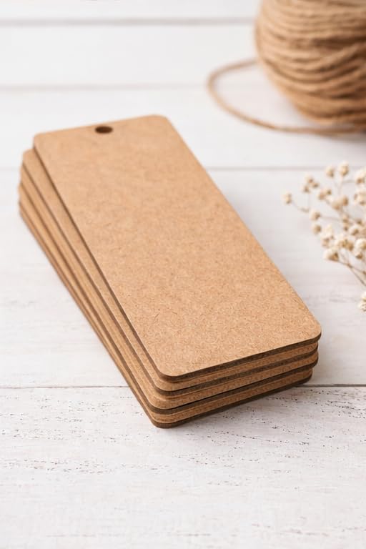 Image of MDF Bookmark Cutouts for Craft - Set of 30 (4x10cm) Plain Wood Sheet Blanks for Painting, Resin Art, Decoupage & DIY School Projects | Rectangular Wooden Tags for Kids & Professional Artists