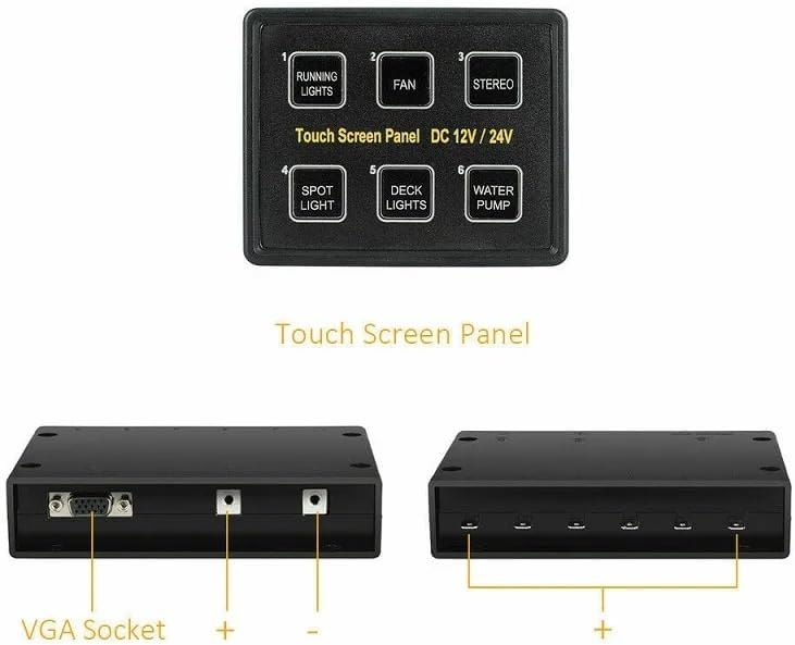 Applies to 12/24V 6 Gang Touch Screen Switch Panel with Power Button Control Box For Car Marine Boat