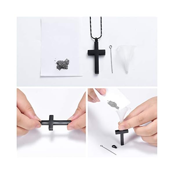 Imrsanl-Crystal-Cross-Necklace-for-Ashes-Stainless-Steel-Keepsake-Cremation-Jewelry-Religious-Cross-Memorial-Urn-Necklace-for-Pet-Human-Ashes-Pendant Imrsanl Crystal Cross Necklace for Ashes - Stainless Steel Keepsake Cremation Jewelry - Religious Cross Memorial Urn Necklace for Pet Human Ashes Pendant (Black)