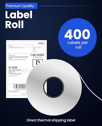 Image of SEZNIK Thermal Printer 4x6 Inch Label Paper (100x150mm) | 800 Labels | Shipping, Parcel, Barcode & Address Labels | Waterproof, Oil & Scratch Resistant Label Roll | BPA Free | Perforated (Pack of 2)