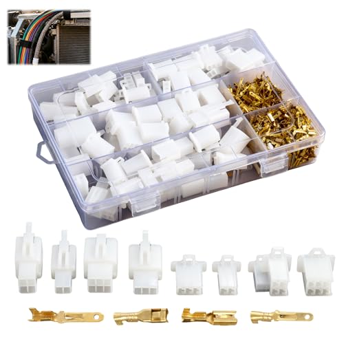 480 Pièces 2.8mm Cosse électrique pour Moto, Automobile Connecteur Kit, Bornes Mâles Dorées, Bornes Femelles Dorées, Connecteurs 2, 3, 4 et 6 Broches pour Voitures,...