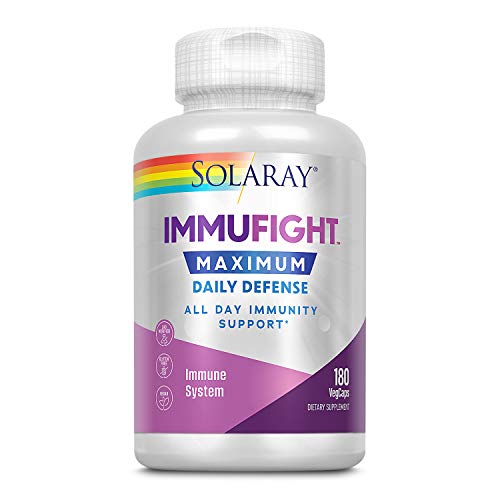 Solaray Immufight Maximum Daily Defense | All Day Immune Support with Vitamins C & D, Probiotics (180 CT, 60 Serv)