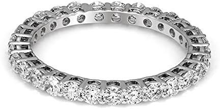 1 Carat | 10K White Gold | IGI Certified Lab Grown Diamond Eternity Ring | Brilliant-Cut Round Shape Diamond | HI-SI1-SI2 Quality Friendly Diamonds