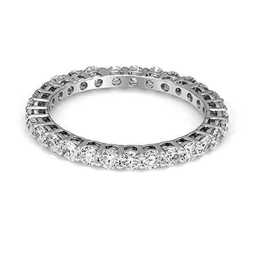1 Carat | 10K White Gold | Igi Certified Lab Grown Diamond Eternity Ring | Brilliant-Cut Round Shape Diamond | Hi-Si1-Si2 Quality Friendly Diamonds #TOP15