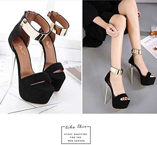 1 Pair Black High Heel High Heel Sandal Heels for Women High Heels Sandals Pointy Platform Stiletto Womens Slide Sandals Thin Heel Sandals Gold Heel Open Toed Shoes Miss Rivet | Image 6
