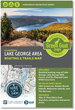 Lake George Boating & Trails Map | Adirondack Lake Hiking Map - Lake George, Paradox Lake, Schroon Lake, Brant Lake and Pharaoh Lake Wilderness Area | Durable, Waterproof & Tear Resistant