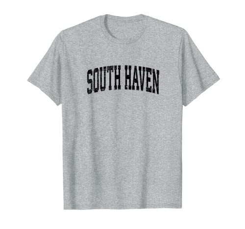 South Haven Michigan MI Vintage Athletic Sports Design nero Maglietta