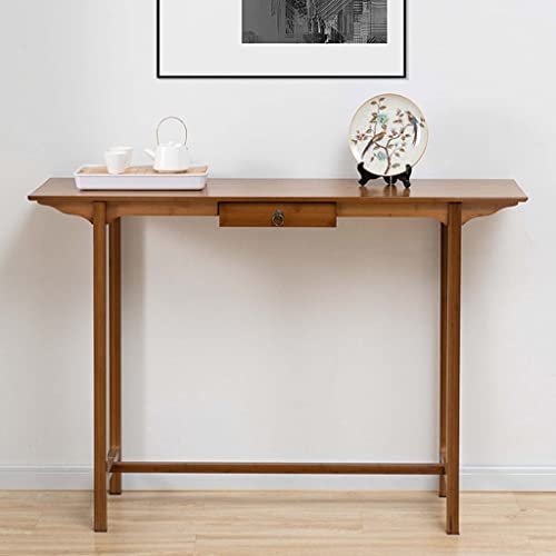 Mesa de madera maciza para sofá y televisión con cajón de bambú Nan largo 7