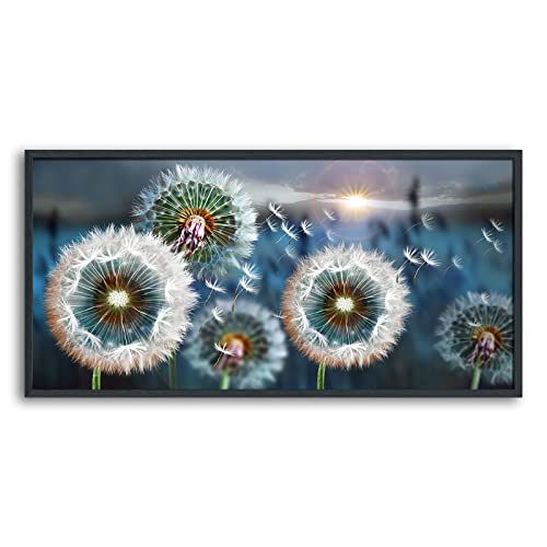 Image of Framed wall Art Large Dandelion Canvas Art Wall Decor for Living Room Blue Landscape Prints Artwork Modern Framed Wall Picturesfor Bedroom Office Home Decorations Size 29x58