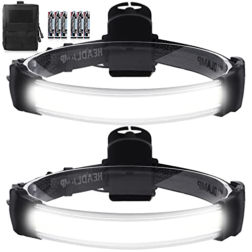 LED Headlamp 2 Pack,Super Bright Headlamp Flashlight,Wide Beam Large Area Illumination IPX6 Waterproof Headlamp,3 Modes Lightweight Adjustable Headband Head Lamp for Running,Fishing