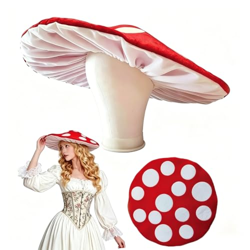 GJD Mushroom Hat Costume Cosplay Accessory Party Hat Cap for Adult - Comfortable Versatile | Perfect for Renaissance Fairs Themed Parties and Photoshoots