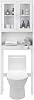WATERJOY Over The Toilet Storage Cabinet, Bathroom Cabinet Organizer with 2 Moru Tempered Glass Door, Space-Saving Toilet Shelf, White (Frosted Glass)…