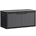 Devoko 100 Gallon Waterproof Large Resin Deck Box Indoor Outdoor Lockable Storage Container for Patio Furniture Cushions Garden Tools (100 Gallon, Black)