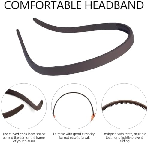 TOBATOBA Headbands for Glasses Wearers No Pressure No Headache Hairbands Square Sunglasses Headband for Women Comfortable Head bands for Girls Non Slip with Teeth 6Pcs - 4