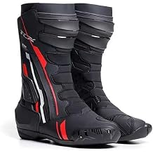 TCX Mens tr1, Sporty and Certified, Motorcycle Boots with Microfibre Upper, Side Elastic Closure and Velcro, Black Red White, 9 AU