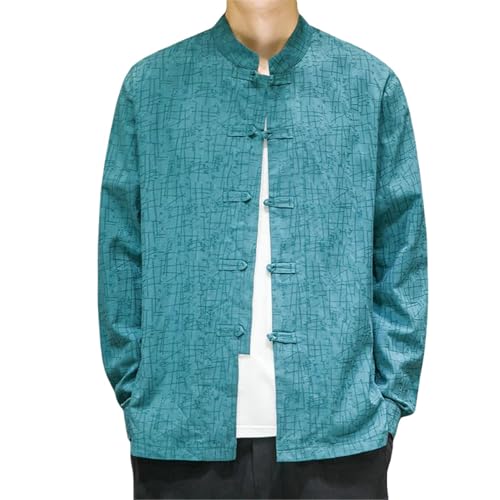 Chemise Hanfu homme col mandarin en coton et lin aux finitions soignées