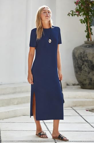 Image of Arach&Cloz Women's Wool Blend Lightweight Spring Casual T Shirts Maxi Dress 2026
