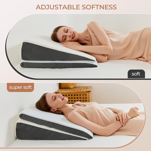 Vekkia 2PCS Wedge Pillow for Sleep Apnea,Wedge Pillow for Acid Reflux,Independent Memory Foam for Sleeping,Back Pain,Gerd,Heartburn,Snoring,Triangle Elevated Pillow for After Surgery/Leg/Neck - Thumbnail 4