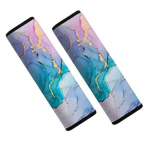Image of Car Seat Belt Pad Cover, 2-Pack Soft Car Safety Seat Belt Strap Shoulder Pad for Adults and Children, Suitable for Car Seat Belt, Backpack, Shoulder Bag (Colorful Marble)