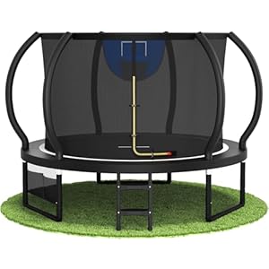 Devoko Outdoor Trampolin mit Basketballkorb & Sicherheitsnetz - 150 kg Maximalgewicht - Ø 228/305/366/427 cm - Robuster Garten-Trampolinspaß für Kinder und Erwachsene