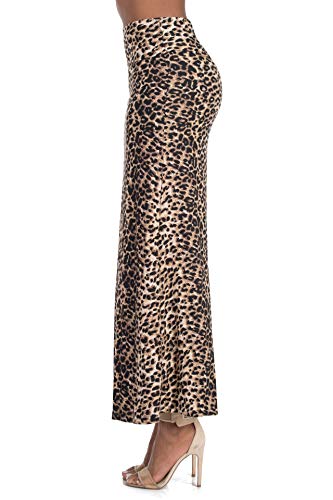 Full High Waisted Elegant Foldover Long Maxi Basic Lounge Skirts for Women Leopard Print OS