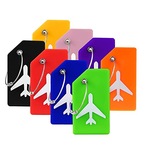 8 Pack Silicone Luggage Tag Baggage Handbag School Bag Suitcase Instrument Tag Label By Gostwo (01 Mixed Colors) #TOP12