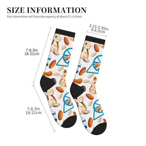 VOSERY Cartoon-Socken mit niedlichem Hamster-, Nuss- und Erdnuss-Motiv, lässig, athletisch, ästhetisch, für Damen und Herren, niedlich, lustige Socken
