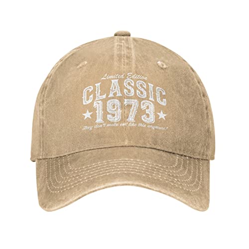 50 Year Old Vintage Car 1973 Hats For Mens Classic 1973 50Th Birthday Baseball Caps B-Day Gift For Grandmother Trucker Hat Natural #TOP4