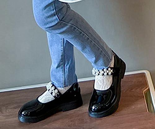 Generic Girl's Mary Jane Dress Shoes Ballet Princess Flat with Rhinestone Strap for Party Wedding School White Shoes for Girls2