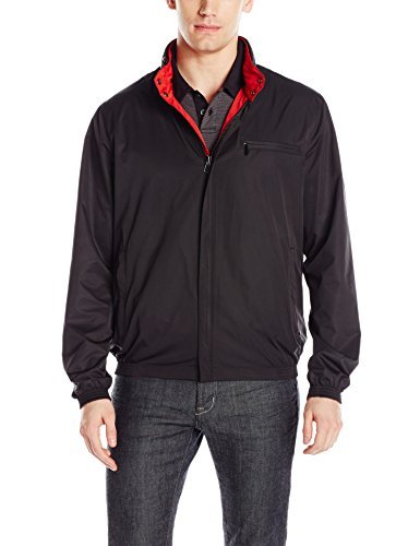 Bugatchi Men's Soft Shell Polyester Reversible Jacket, BLAC, XX-Large